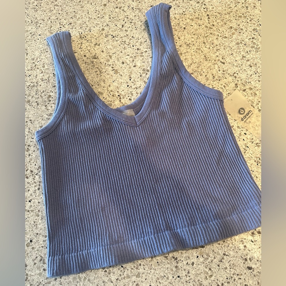 NWT Mono B Ribbed Seamless Cropped Tank Top "Brami" – Periwinkle Blue